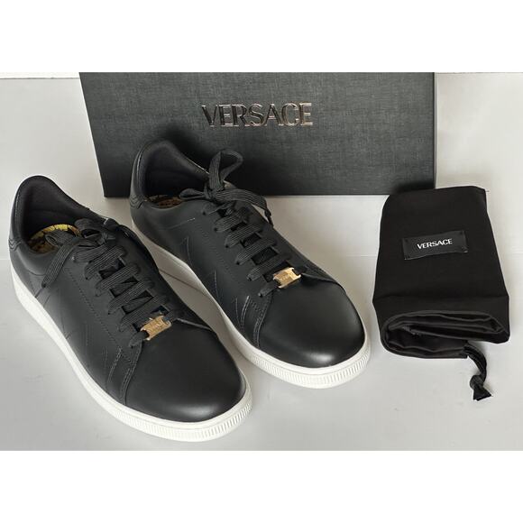 Versace Medusa Men's Black Leather Sneakers 10 US (43 Euro) 1016936 NIB - Picture 15 of 16